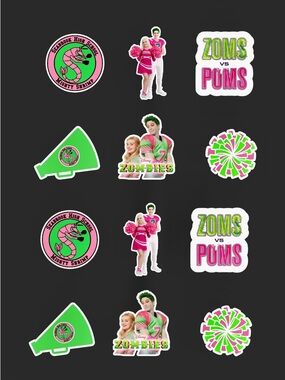 Zombies cupcake toppers — Neon Pink & Lime Green